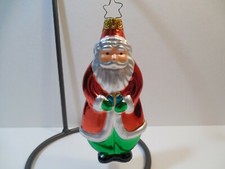 Hard Plastic Santa Claus Christmas Ornament Bright Colors 4 1/2" Tall