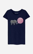 Women's Short Sleeve T-Shirt JUMBO BUBBLE GUM Navy Blue