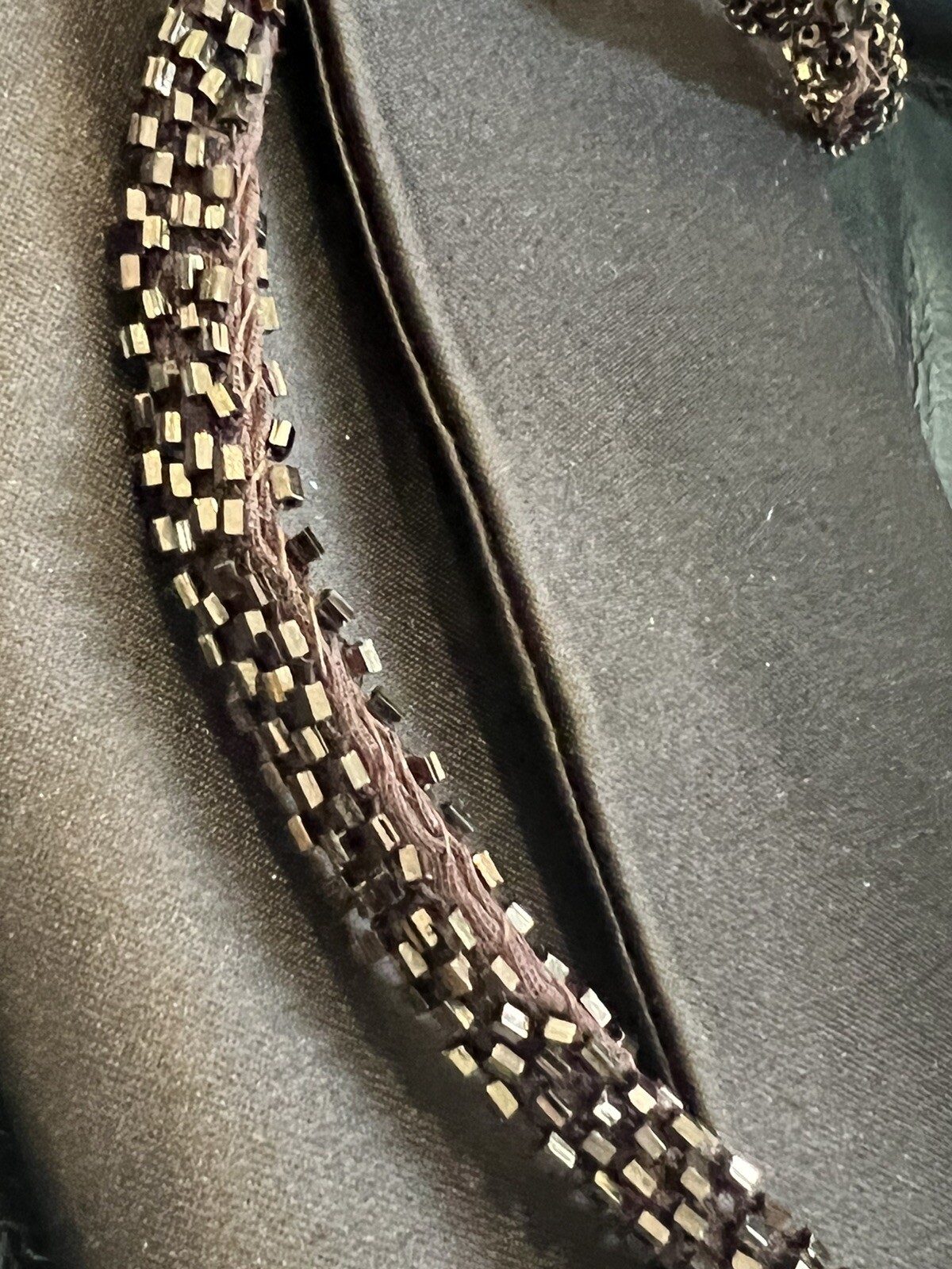 NANCY BACICH BROWN SILK SATIN BEADED HANDLE ENVELOPE EVENING BAG thumbnail 11