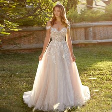 Simple Off Shoulder A Line Wedding Dresses 2023 New Lace Sleeveless Bride Gowns