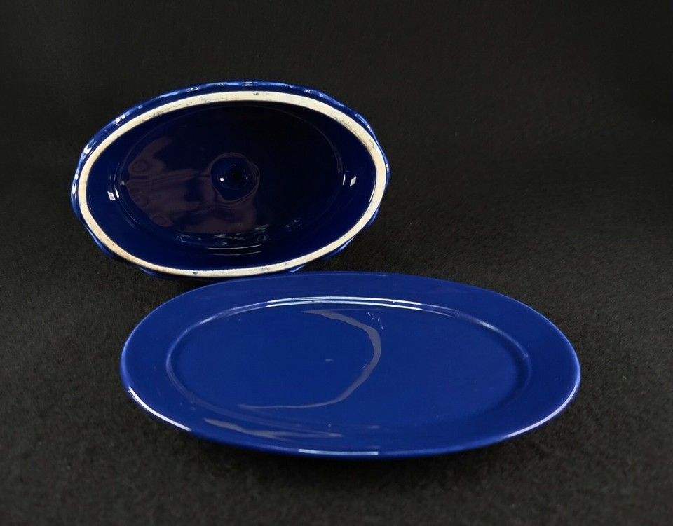 Cobalt Blue Ceramic European Style Butter Dish Portugal Sofal By