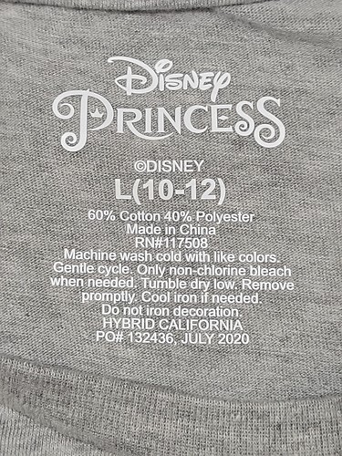 Disney Girls Princess Gray T-Shirt Size: L - Picture 5 of 7