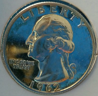1962 25C Proof Cameo Washington Quarter. Golden Tonning  . Stunning Cameo