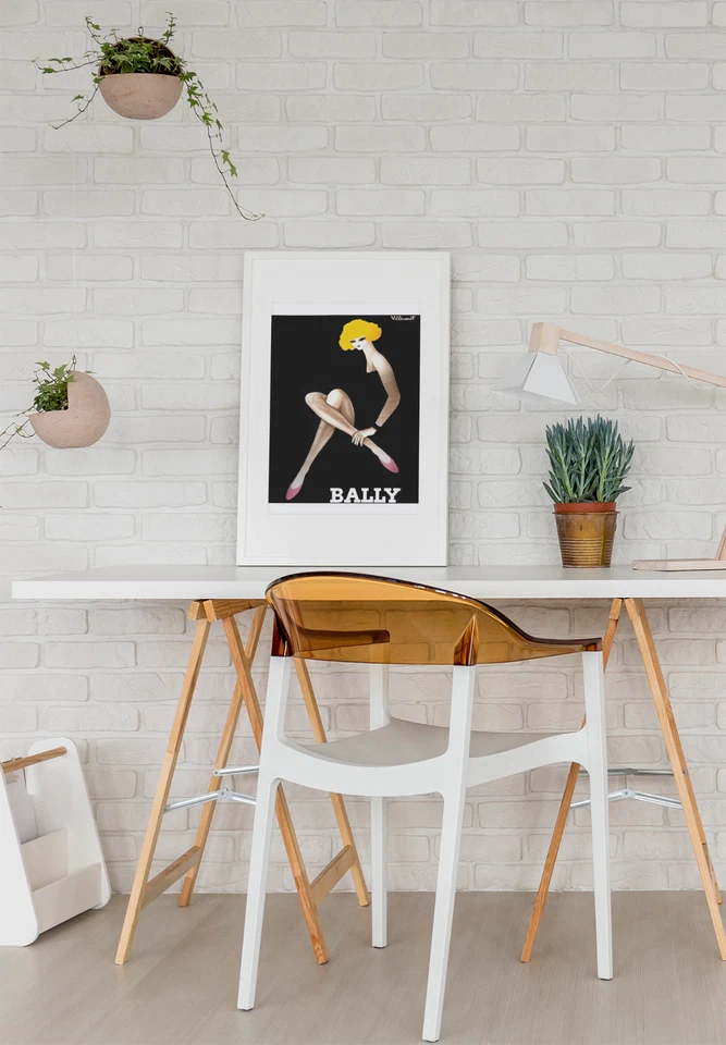 NEW Bernard Villemot Vintage Bally Shoe 'The Blonde' Poster, Print Canvas - Image 2 of 4