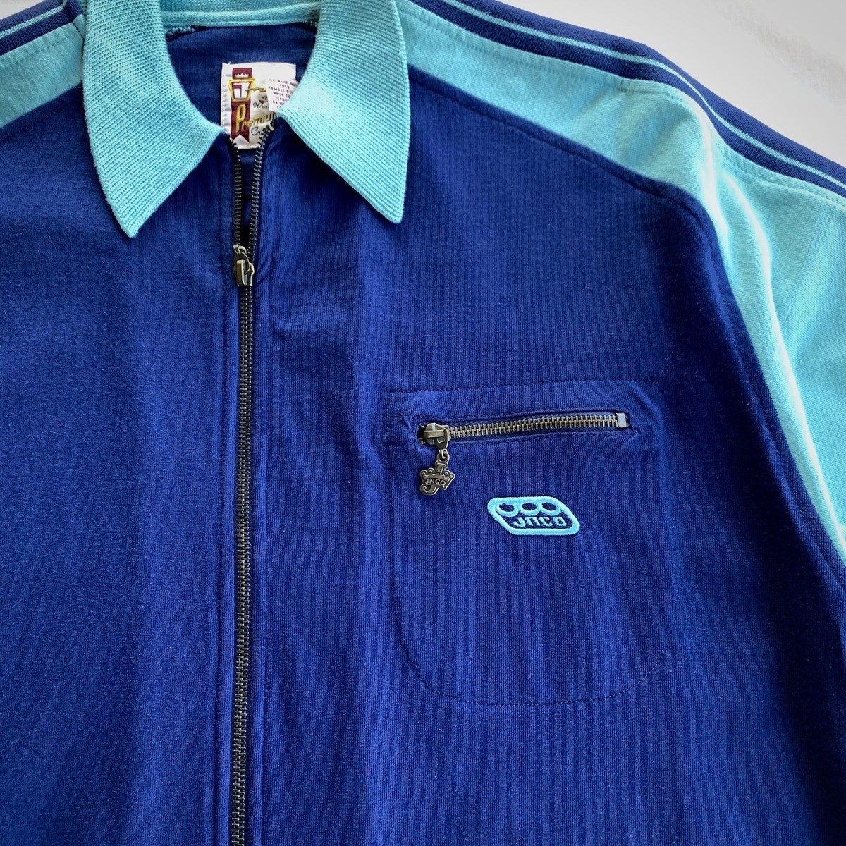 Vintage JNCO Premium Collared Shirt Full Zip Aztec Pattern 80s Made USA RARE XL