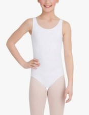 Capezio Girls Classic High-Neck Tank Athletic Leotard White 12/14 NWT