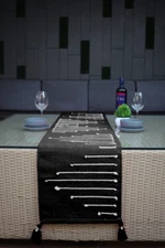Cotton Table Runner for 6 Seater Dining Table 14 x 72 Inches Black White Line