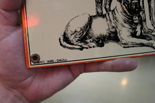 RARE SMOKE MASTIFF PLUG TOBACCO DEALER PORCELAIN METAL SIGN DOG CHEWING INDIAN - Picture 8 of 12