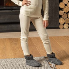 Merino Wool Thermal Kids Pants  Unisex Children Slim Soft Leggings 250 Natural