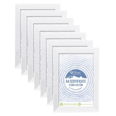 [7er Set] A4 Zertifikat Bilderrahmen Glasfront weißer Rand Bilderrahmen