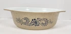 Vintage Pyrex Homestead 043 Oval Casserole Brown Speckled Blue Pattern No Lid