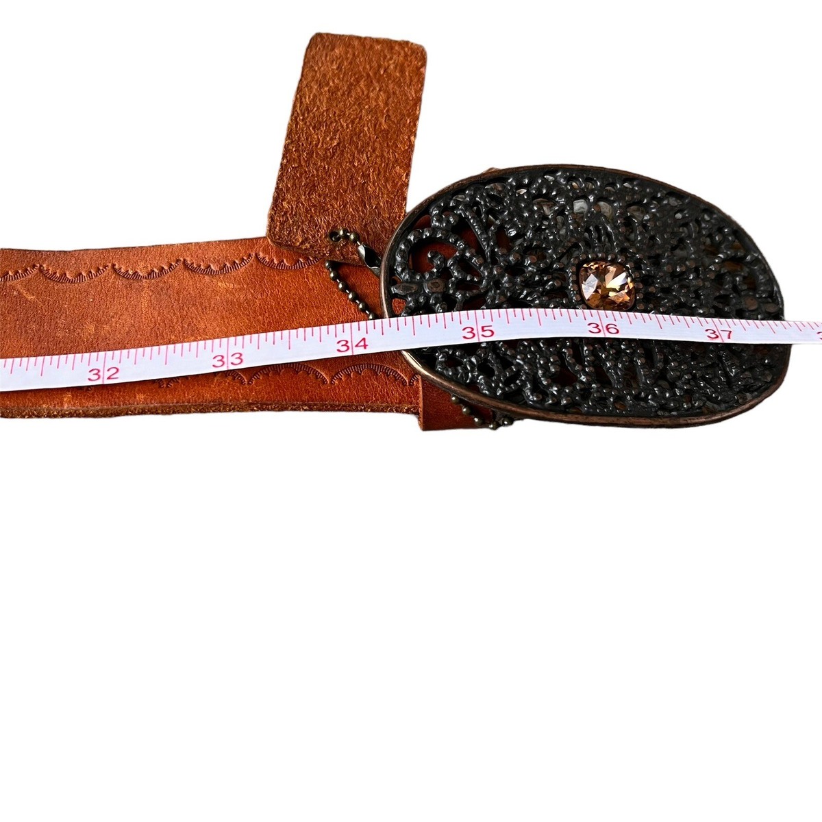 Linea Pelle Brown Leather Belt with Oval Brushed Metal Buckle Oval Buckle Belt - Leather :: Olive – M.M.LaFleur main image 3