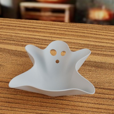 Schale in 3D-Druck weiß in Geisterform - Halloween Dekoschale