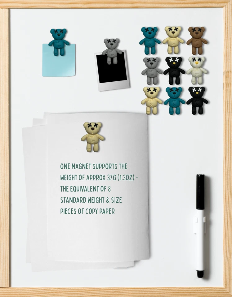 Espeluznante Lindo Oso Imanes Juego de 9 - Decoración de Armario Nevera de Peluche Kawaii Gótico Foto 3 de 4