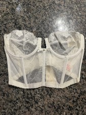 Lady Marlene Bustier Corset 34D White Lace Sheer Vintage 80s NWT NOS
