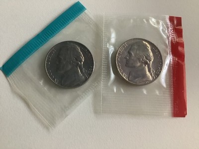 1968 D + S UNCIRCULATED JEFFERSON NICKEL SET STILL IN MINT CELLO (2 COINS)