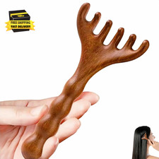 Sandalwood Massage Comb, Long Handle Wooden Scalp Massager, Scalp Acupoint Relax