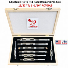 Adjustable Hand Reamer 8 Pcs Set H-4 to H-11 Sizes 15/32 To 1 1/16'' USA ACTOOLS