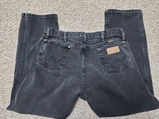 Wrangler Jeans Mens 36x30 Black 13MWZ Straight Fit Denim Pants Western Cowboy