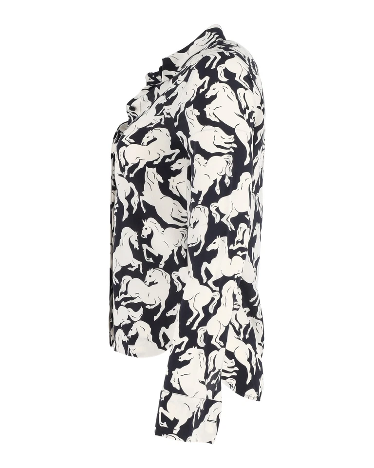 Camisa con estampado de caballo Stella McCartney en seda negra Foto 2 de 3