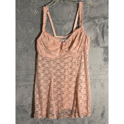 Torrid Curves Pink Floral Lace Babydoll Chemise Underwire NWT Size 2 2X