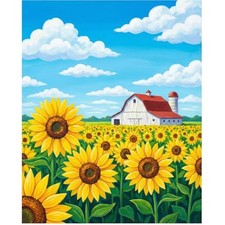 Paint by Numbers for Adults Rustic Farmhouse Sunflower DIY Canvas Wall Art Set