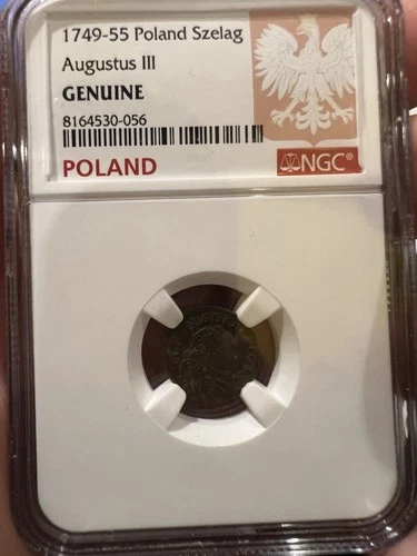 1749–1755 Poland Szeląg Augustus III – Lot of 2 NGC Genuine Copper Coins Rare