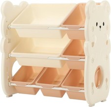 Kids Toy Storage Unit with Boxes & Bins | Children's Toy Organiser Shelf for Bed