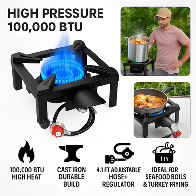 #ad High Pressure Propane Burner 100000 BTU Outdoor Cooker Stove Turkey Fryer $59.97