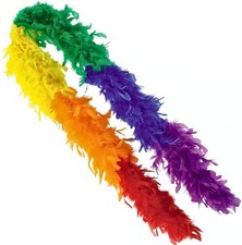 Rainbow Feather Boa Flapper Pride Fancy Dress Halloween Adult Costume Accessory