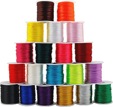 656 Yards 1Mm Rattail Satin Nylon Trim Cord 20 Colors Silk Cord Beading String f
