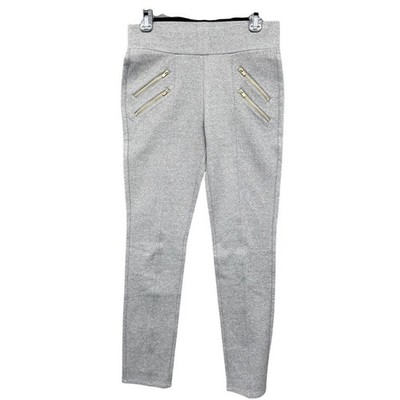 Ci Sono Womens Grey Ponte Knit Pull On Pants Gold Zipper Accent P1861 Size L