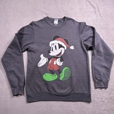 Disney Crewneck Sweatshirt Unisex M Mickey Mouse Christmas Gray