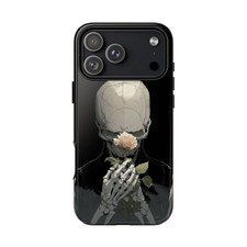 For iPhone / Galaxy / Pixel Skeleton White Rose Gothic Phone Case