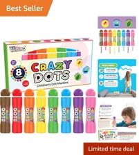Vibrant 8-Count Crazy Dot Markers - Safe, Washable, Easy Grip for Young Artists