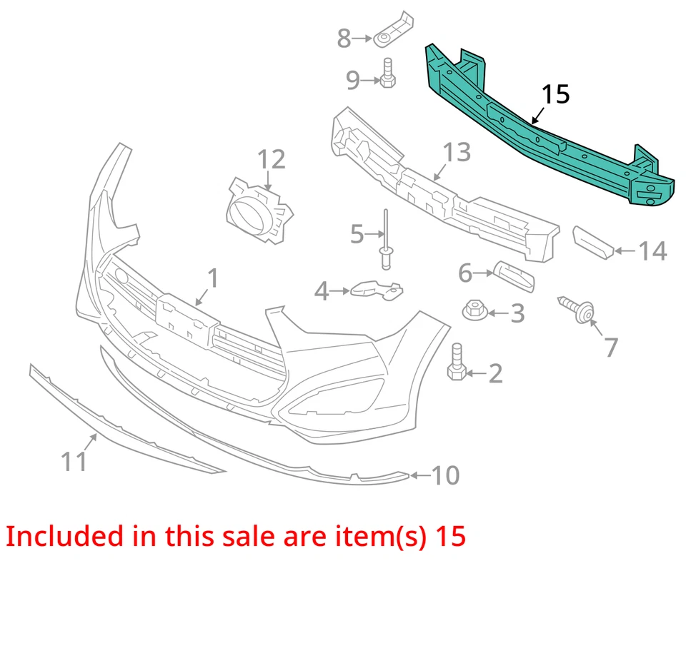 2012-2017 Hyundai Veloster Front Bumper Reinforcement 997914 - Image 2 of 3