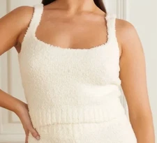 SKIMS Cozy Knit Tank Top FUZZY SHERPA FABRIC Super Soft Stretchy Bone/Ivory S/M