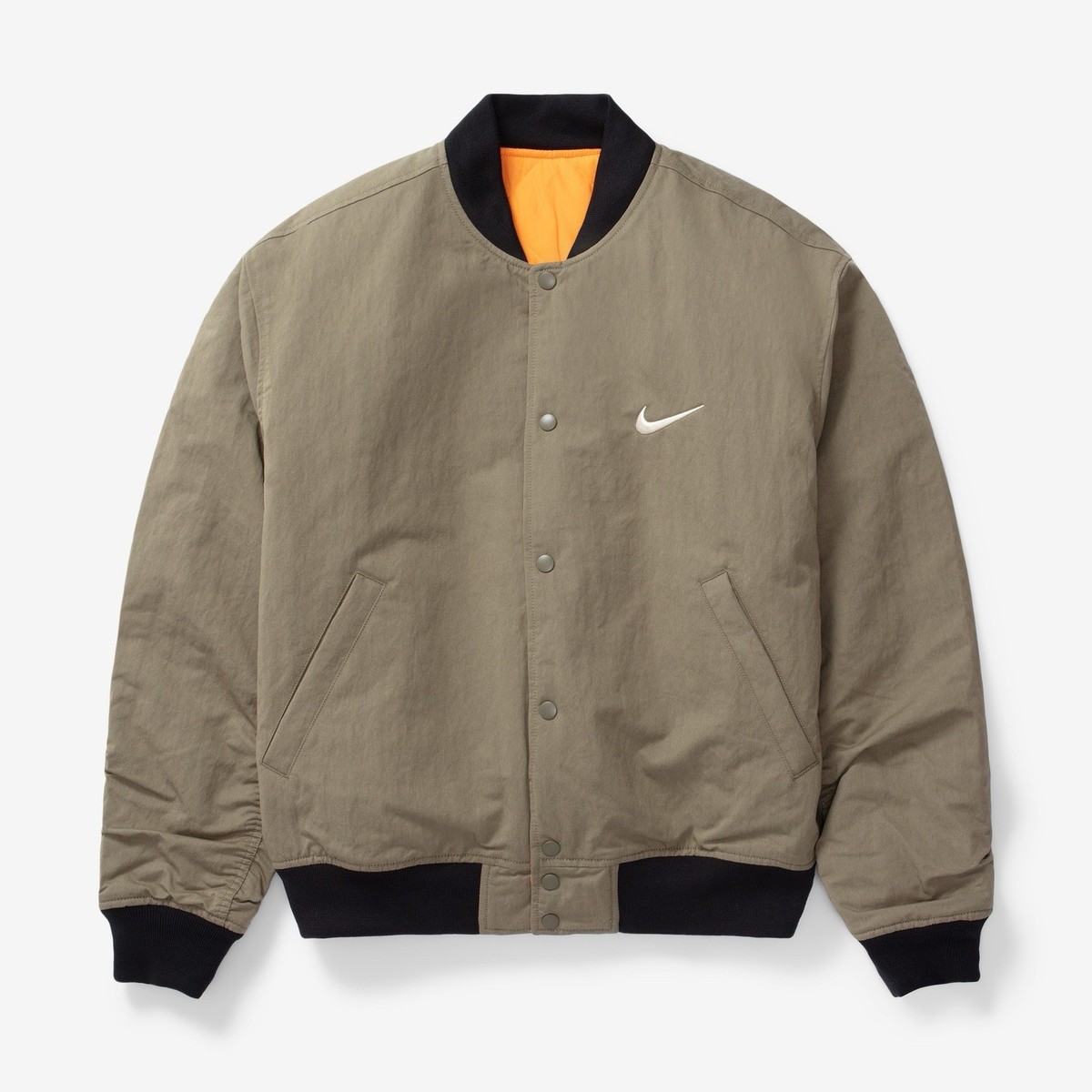 NIKE X STUSSY JACKET Olive/Mandarin Reversible Size XL FJ9153-222