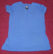 ONYX BY HEALING HANDS WOMENS SIZE M LIGHT BLUE V-NECK SCRUB TOP STYLE 2402