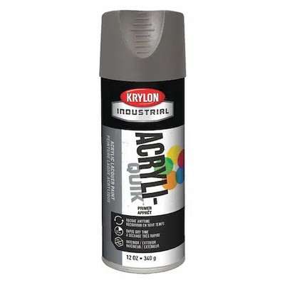 Krylon Industrial K01318a07 Spray Primer, Gray, Flat Finish, 12 Oz.