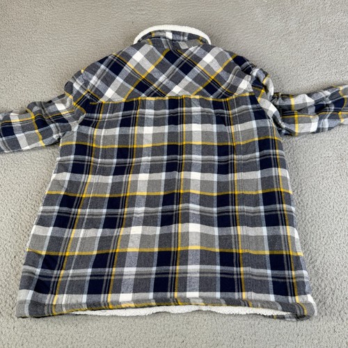 Camisa Chaqueta Hurley Franela Para Hombres M Azul Gris Cuadros Forrada Sherpa Ropa de Calle Parche - Imagen 4 de 18