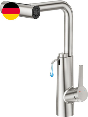 CREA Wasserfall Wasserhahn Küche Ausziehbar,Mischbatterie Edelstahl Küche Mit Se