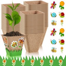 50 Pack Garden Paper Pot Craft Kit Flower Plant Spring Craft Including Peat P...