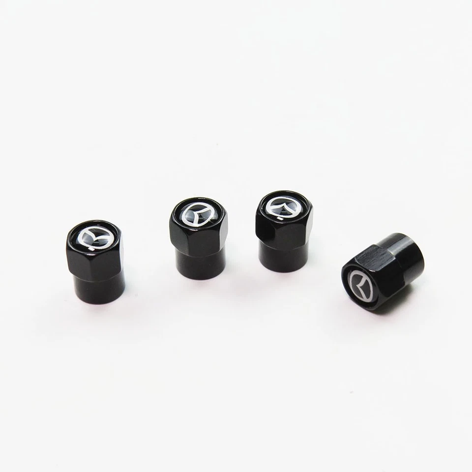Compatible with Mazda 4Pcs Tire Valve Stem Caps Black Anodized Aluminum - Image 3 of 4