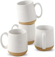Large Ceramic Coffee Mugs Set - 15 OZ Porcelain 4 Count (Pack of 1), White 