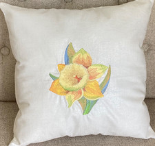 Żonkil Bloom Dwustronna poduszka haftowana maszynowo 13" DARMOWA WYSYŁKA