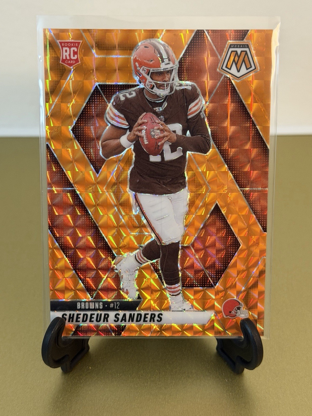 2025 Panini Mosaic #302 Shedeur Sanders RC Mosaic Orange Color Match /199