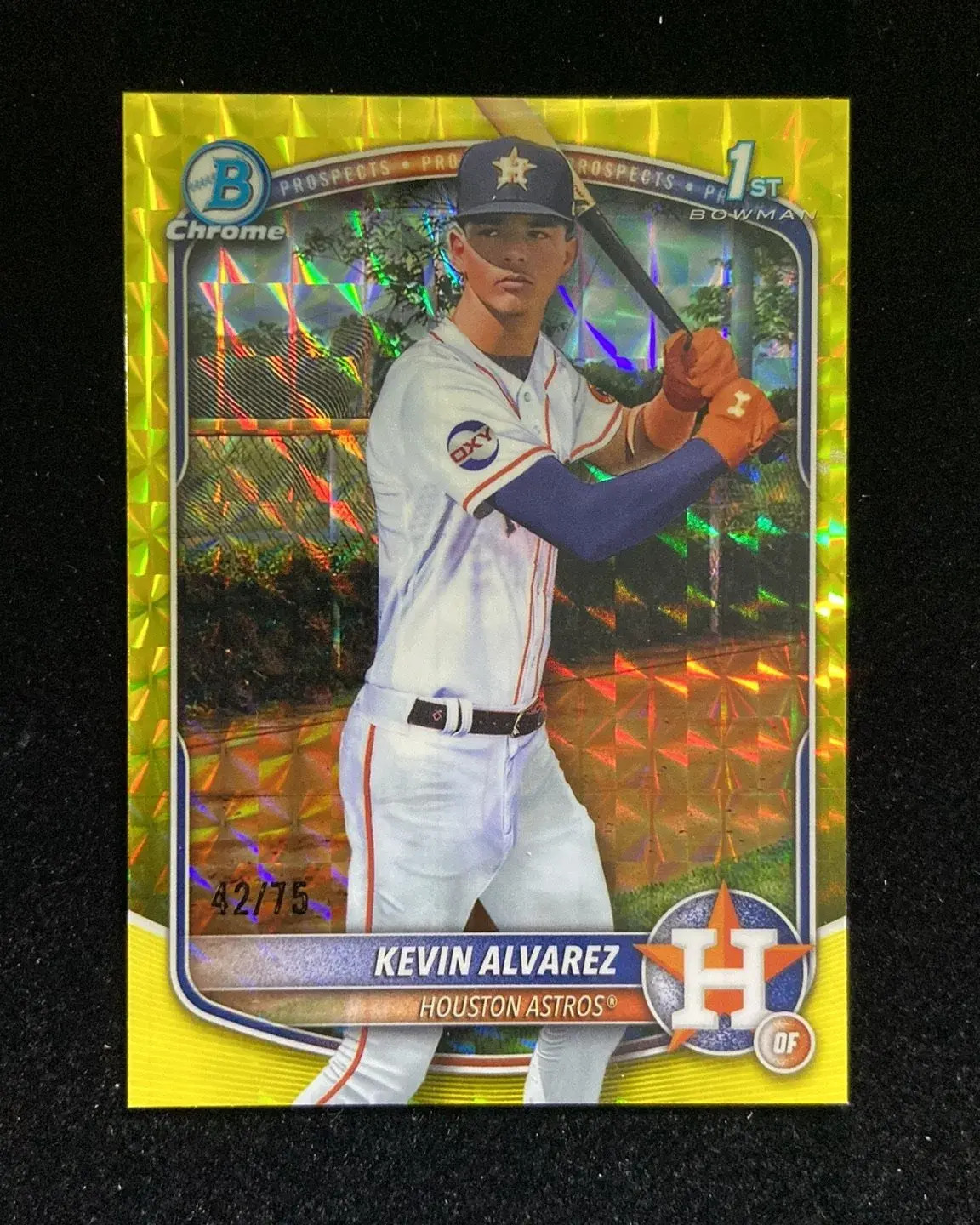 2025 Topps Bowman Chrome Yellow Geometric #BCP-227 Kevin Alvarez 1st 42/75 HD