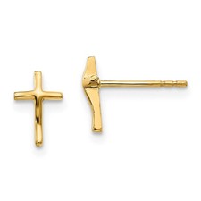 Children's 14k Yellow Gold 8mm Polished Latin Cross Post Earrings