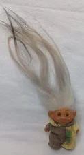 1960's Troll Doll 3" Grey Mohair Orange Eyes Clown Outfit